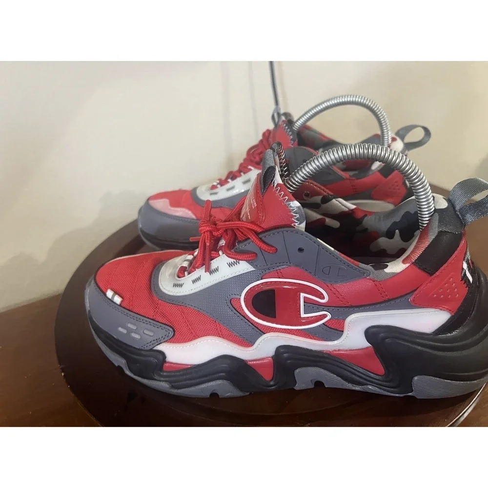 Champion Hyper C Flood Scarlet Gray Black Mens‎ 9 .5 Sneakers Trainers Athletic